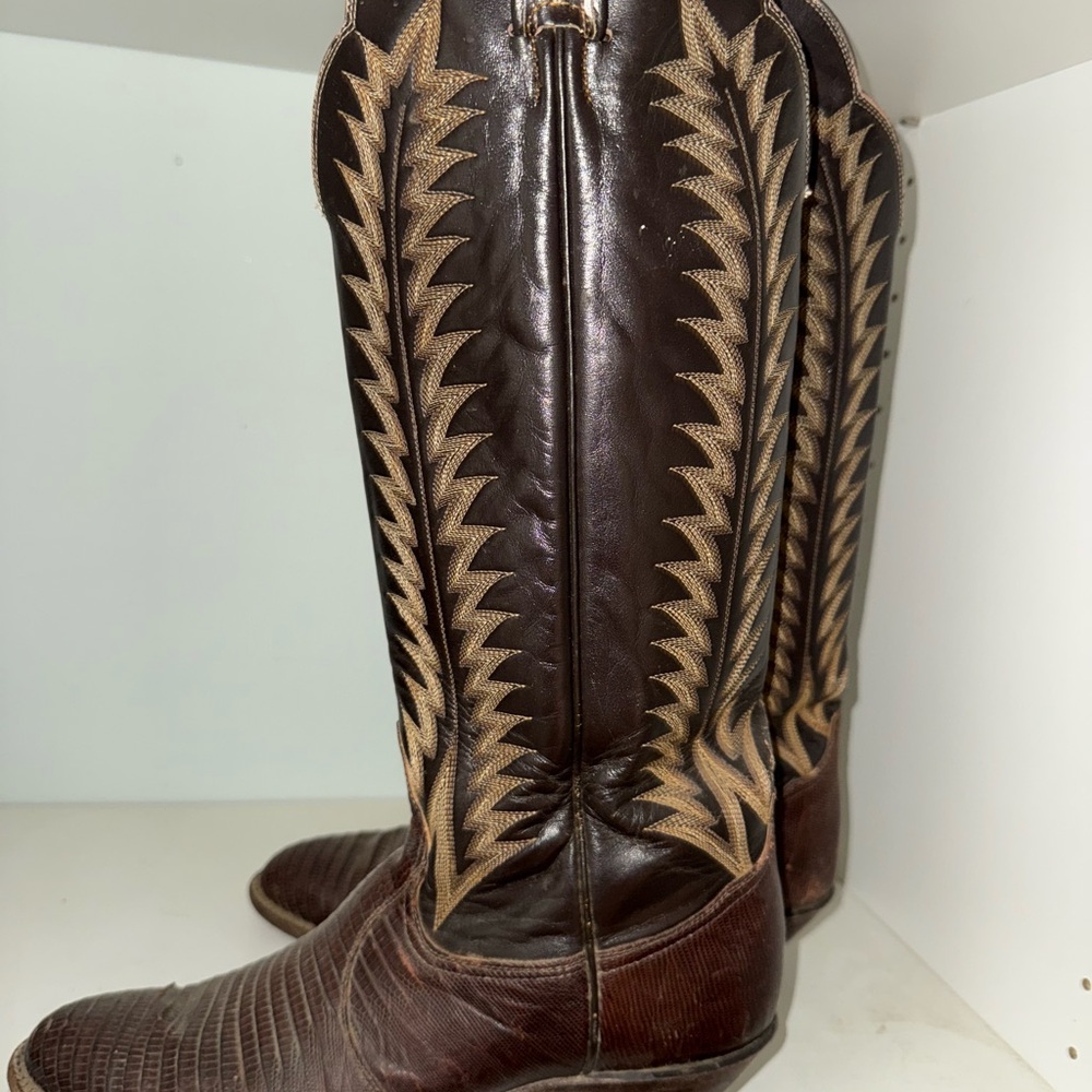 Tony Lama Cream and Brown Western Boots